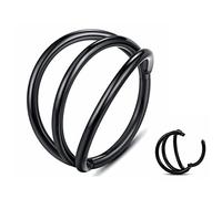Yrogcu Anneau de nez simple ou double en acier inoxydable avec charnière sans couture - Diamètre : 6 mm, 8 mm, 10 mm, 12 mm, 14G-Dia.8MM, Pierre