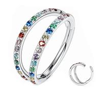 Yrogcu Anneau de nez simple ou double en acier inoxydable avec charnière sans couture - Diamètre : 6 mm, 8 mm, 10 mm, 12 mm, Acier inoxydable, zirconium carré