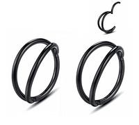 Yrogcu Anneau de nez simple ou double en acier inoxydable avec charnière sans couture - Diamètre : 6 mm, 8 mm, 10 mm, 12 mm, Acier inoxydable, zirconium carré