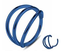 Yrogcu Anneau de nez simple ou double en acier inoxydable avec charnière sans couture - Diamètre : 6 mm, 8 mm, 10 mm, 12 mm, Acier inoxydable, zirconium carré