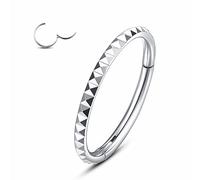 Yrogcu Anneau de nez simple ou double en acier inoxydable avec charnière sans couture - Diamètre : 6 mm, 8 mm, 10 mm, 12 mm, Acier inoxydable, zirconium carré