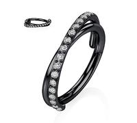 Yrogcu Anneau de nez simple ou double en acier inoxydable avec charnière sans couture - Diamètre : 6 mm, 8 mm, 10 mm, 12 mm, Acier inoxydable, zirconium carré