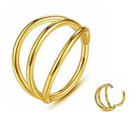 Yrogcu Anneau de nez simple ou double en acier inoxydable avec charnière sans couture - Diamètre : 6 mm, 8 mm, 10 mm, 12 mm, Acier inoxydable, zirconium carré