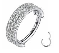 Yrogcu Anneau de nez simple ou double en acier inoxydable avec charnière sans couture - Diamètre : 6 mm, 8 mm, 10 mm, 12 mm, Acier inoxydable, zirconium carré