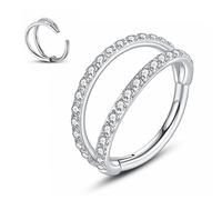 Yrogcu Anneau de nez simple ou double en acier inoxydable avec charnière sans couture - Diamètre : 6 mm, 8 mm, 10 mm, 12 mm, Acier inoxydable, zirconium carré