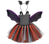 YROHGKPN 1 robe tutu 3 pièces ailes de chauve-souris avec bandeau, accessoire de costume de vampire d'Halloween pour filles, enfants, cosplay, Halloween, cosplay, accessoire de déguisement original