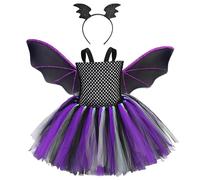 YROHGKPN 1 robe tutu 3 pièces ailes de chauve-souris avec bandeau, accessoire de costume de vampire d'Halloween pour filles, enfants, cosplay, Halloween, cosplay, accessoire de déguisement original