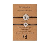 YROHGKPN 2 pièces/lot Simplicité Parent Enfant Corde à Main Fil Cire Tressé Bracelets Réglables Avec Carte Significative Personalite Bracelet à Breloques