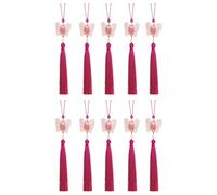 YROHGKPN 26 cm Élégant pompon papillon avec franges, porte-clés accessoires pour sac, voiture et téléphone, décoration, soie glacée robuste, polyester, accessoires stables, Rouge chiné, taille unique