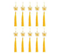 YROHGKPN 26 cm Élégant pompon papillon avec franges, porte-clés accessoires pour sac, voiture et téléphone, décoration, soie glacée robuste, polyester, accessoires stables, jaune, taille unique