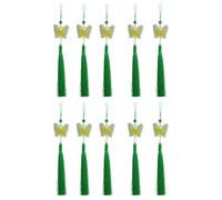 YROHGKPN 26 cm Élégant pompon papillon avec franges, porte-clés accessoires pour sac, voiture et téléphone, décoration, soie glacée robuste, polyester, accessoires stables, vert, taille unique