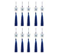 YROHGKPN 26 cm Élégant pompon papillon avec franges, porte-clés accessoires pour sac, voiture et téléphone, décoration, soie glacée robuste, polyester, accessoires stables, bleu marine, taille unique