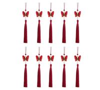 YROHGKPN 26 cm Élégant pompon papillon avec franges, porte-clés accessoires pour sac, voiture et téléphone, décoration, soie glacée robuste, polyester, accessoires stables, Bordeaux, taille unique