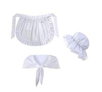 YROHGKPN 3 pièces accessoires de costume de soubrette à volants ensemble de costume colonial châle blanc casquettes bonnet taille tablier pionnières filles costumes de soubrette costumes de soubrette