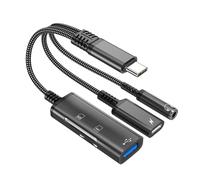 YROHGKPN 5 en 1 Transfert de Données Rapide USB C Splitter vers C 3.5mm Casque Audio Adaptateur Mémoire Lecteur de Carte pour Claviers Lecteur de Mémoire