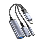 YROHGKPN 5 en 1 Transfert de Données Rapide USB C Splitter vers C 3.5mm Casque Audio Adaptateur Mémoire Lecteur de Carte pour Claviers Lecteur de Mémoire