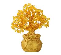 YROHGKPN Arbre d'argent en cristal jaune, décoration de table pour salon, bureau, bureau, salle de conférence, décorations chinoises Feng Shui porte-bonheur créatives