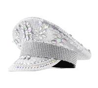 YROHGKPN Avec perles, chapeau de capitaine serti de strass, mariée délicate, perles à main serties de diamants, durable, lettre unique pour femme