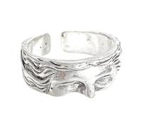 YROHGKPN Bague créative avec détails sculptés, réglable, ouverte, créative, demi-visage vintage pour femme, bijoux littéraires vintage, comme décrit