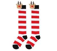 YROHGKPN Bas de cuisse pour femme avec renne au-dessus des genoux, costumes d'Halloween et de cosplay, bas rayés, bas de cuisse, Rouge et blanc., Aged 7 to 12