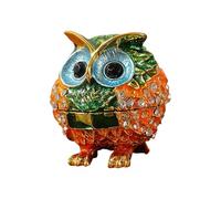 YROHGKPN Boîte à bijoux en alliage sertie de diamants en forme de hibou avec compartiment de rangement sécurisé pour boucles d'oreilles, colliers, designs, boîte de rangement de bijoux