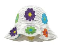 YROHGKPN Bonnet crocheté pour femme - Tissé à la main - Pour fête, bal de fin d'année, vacances, chaud - Accessoire photo - Chapeau seau pour femme, Blanc., taille unique