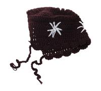 YROHGKPN Bonnet de princesse en dentelle crochetée fait à la main, bonnet creux pour bébé, protection solaire, protection auditive, bonnet pour l'hiver, bonnet au crochet indispensable avec