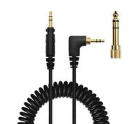 YROHGKPN Câble de casque enroulé à ressort pour casque EAH DJ1200 Over Ear avec adaptateur 6,35 mm améliore la compatibilité du câble du casque