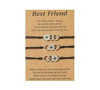 YROHGKPN Cartes d'Amitié Bracelet Européen et Américain pour Créatif Acier Inoxydable Soleil Lune Étoile Cercle Bracelet Tissé Bracelets Tendance Réglables pour Femmes, taille unique, comme décrit