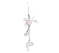 YROHGKPN Chaîne de téléphone élégante en forme de cœur de dauphin Bowknoty - Pendentif tendance en résine - Pour sac d'appareil photo - Ornement - Élégante sangle nœud, One Size