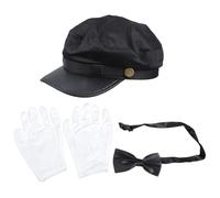 YROHGKPN Chauffeur Costume Ensemble Noir Lunettes Gants Fausse Barbe Berline Conducteur Cosplay Nouveauté Noir Cravate Accessoires