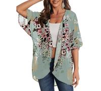 YROHGKPN Chemise kimono respirante avec protection solaire surdimensionnée à motif floral pour femme, Vert, L