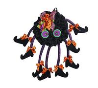 YROHGKPN Couronne de sorcière d'Halloween avec plusieurs jambes, mur et porte avant, décorative, décoration pour l'intérieur et l'extérieur, pendentif, décoration de terreur, couronne de sorcière