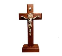 YROHGKPN Décoration en forme de croix en bois, statue debout, sculpture artistique, fournitures de bricolage pour église chrétienne, mariage, anniversaire, décoration, symbole chrétien décoratif