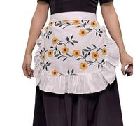 YROHGKPN Demi-tablier avec broderie florale et longues sangles de taille supplémentaires réglables pour femmes et filles, Brodered little y, taille unique