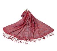 YROHGKPN Écharpe brodée avec motif noix de cajou et bordure à pompons Écharpe confortable en coton multi-usages Mode Enveloppement d'épaule pour les voyages Multi-usages Enveloppement d'épaule, Jujube