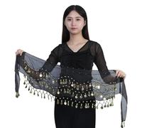 YROHGKPN Écharpe de danse du ventre avec pièce d'or 72/98, ceinture de danseuse, jupe pour femme, jolie jupe, cadeau, costumes, Noir , Taille unique