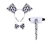 YROHGKPN Ensemble d'accessoires de costume de chiot dalmatien 3/4/7 avec oreilles, bandeau, nœuds, museau, queue, kit d'accessoires pour Halloween et cosplay, Trois pièces de 30 cm, taille unique