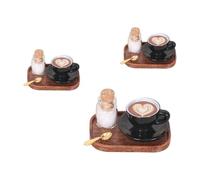 YROHGKPN Ensemble de 3 petites tasses et soucoupes pour jeux créatifs et présentation de poupées sur le thème français