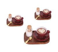 YROHGKPN Ensemble de 3 petites tasses et soucoupes pour jeux créatifs et présentation de poupées sur le thème français