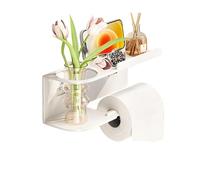 YROHGKPN Étagère murale autocollante compacte pour salle de bain et accessoires, pas besoin de percer, distributeur de lingettes humides