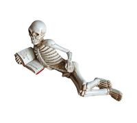 YROHGKPN Figurine de crâne de lecture en résine, lecteur de squelette avec livre pour ajouter du caractère aux étagères et au bureau abstrait
