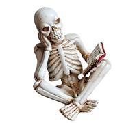 YROHGKPN Figurine de crâne de lecture en résine, lecteur de squelette avec livre pour ajouter du caractère aux étagères et au bureau abstrait