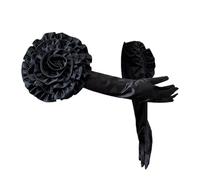 YROHGKPN Gants de soirée pour femme longs satinés avec grand accessoire de scène, longueur coude, danse, soirée de mariage, Noir , taille unique