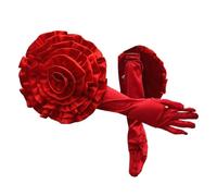 YROHGKPN Gants de soirée pour femme longs satinés avec grand accessoire de scène, longueur coude, danse, soirée de mariage, rouge, taille unique