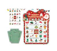YROHGKPN Jeu de bingo pour grands groupes de 24 joueurs - 33 pièces avec jetons numérotés et marqueurs - Cartes de jeu de bingo de Noël