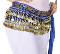 YROHGKPN Jupe de danse du ventre pour femme - Ceinture de danse - Chaîne de taille avec pièces dorées - Ceinture tendance, bleu marine, taille unique