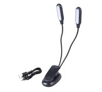 YROHGKPN Lampe de bureau LED rechargeable par USB, lampe à clip avec 3 lumières de couleur, double cou, 10 ampoules pour lecture et camping, éclairage à la maison