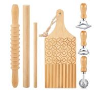 YROHGKPN Le kit de fabrication de nouilles gnocchi comprend une planche en bois avec tampon à ravioli, un rouleau à pâtisserie et une planche à gnocchi comme cadeau pour les amateurs de pâtes faites à