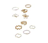 YROHGKPN Lot de 10 bagues en perles d'imitation de feuilles et de vignes - Bijoux faits à la main - Accessoire tendance pour femmes à la mode - Bagues élégantes en alliage, comme décrit
